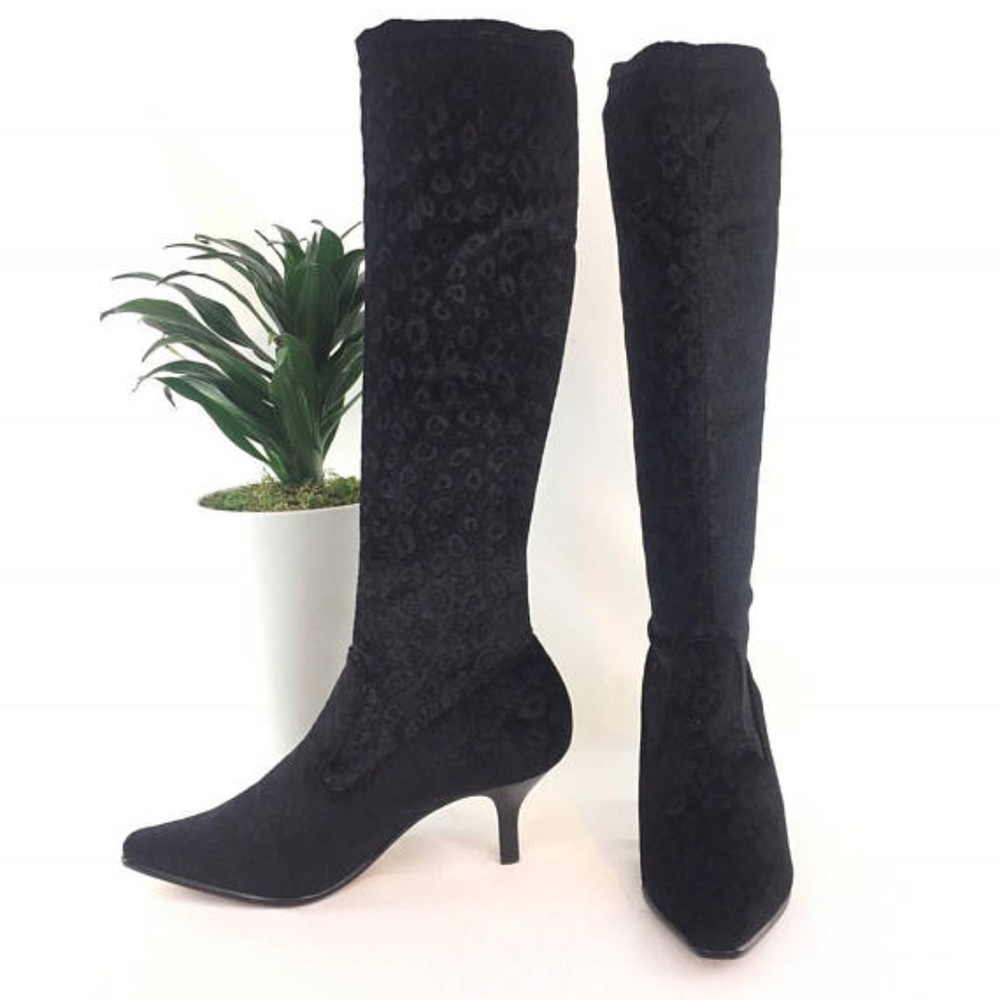 SOLD // Donald Pliner Black Velvet Sock Boots